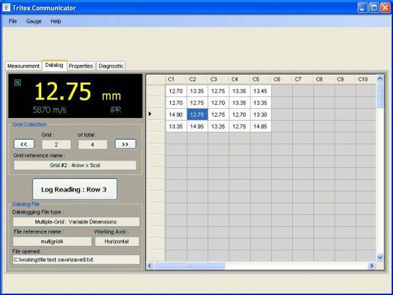 Tritex NDT Communicator Software T datalogging-display